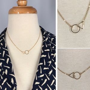 Geometric Interlocking Triangle & Circle  Necklace Dainty and Minimalist